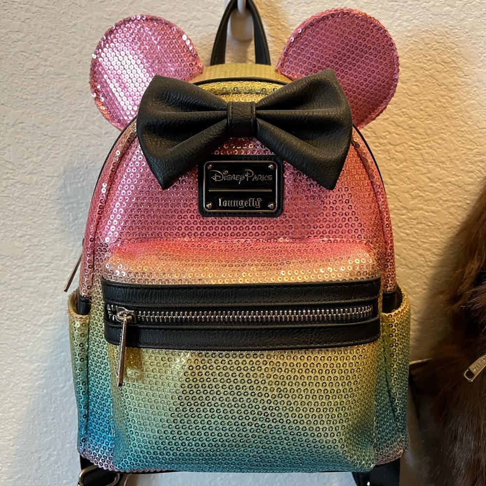 Disney Parks Pastel Rainbow Sequin Backpack